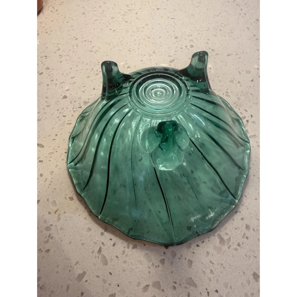 Jeannette Swirl Ultramarine Footed Candy Dish Bowl Mid Century Depression Glass